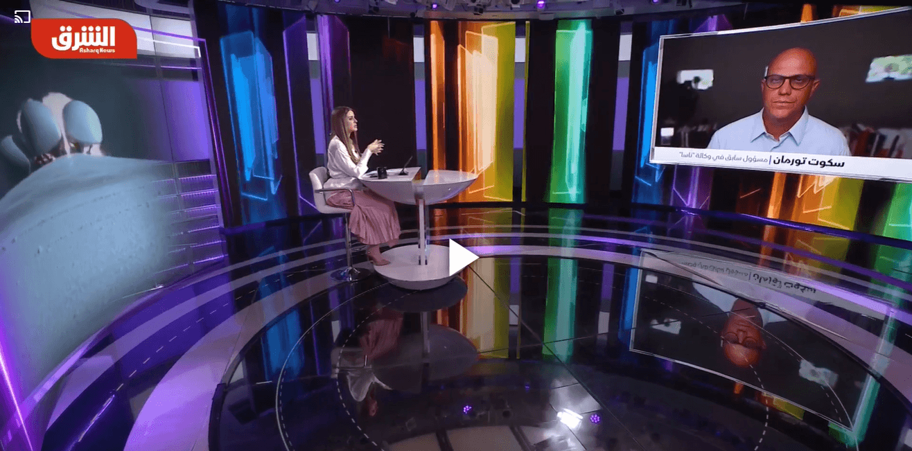 This is a picture of Scott Turman being interviewed on Asharq News.